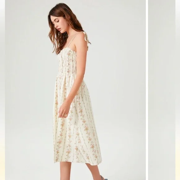 Floral Print Smocked Midi Dress - Picture 3 of 5